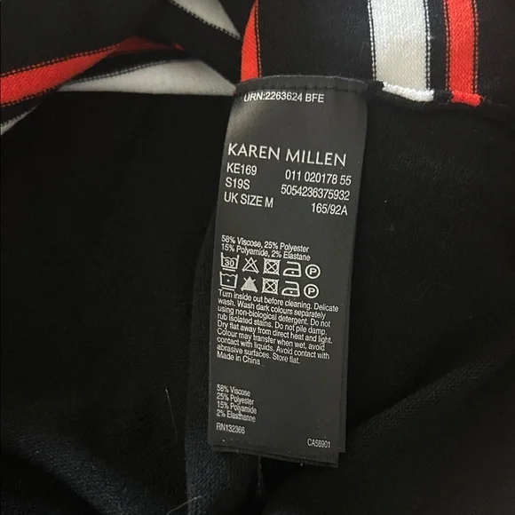 Karen Millen NWT Black/Orange/White Striped Long Sleeve Sweater Shirt Top - Picture 5 of 5